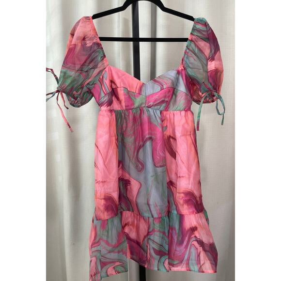 Amanda Uprichard Sicily Mini Dress Mystic Pink Blue Size Small Lightly Worn - Picture 2 of 11